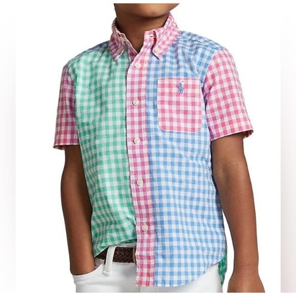 Polo by Ralph Lauren Other - Polo Ralph Lauren Boy's Gingham Colorblock Short-Sleeve Button Down Shirt Size 6